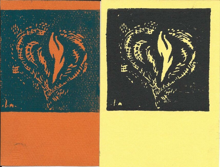 Flamme, avec la 3ème et 4ème strophe du premier poème de Jean de la Croix , 1952 *