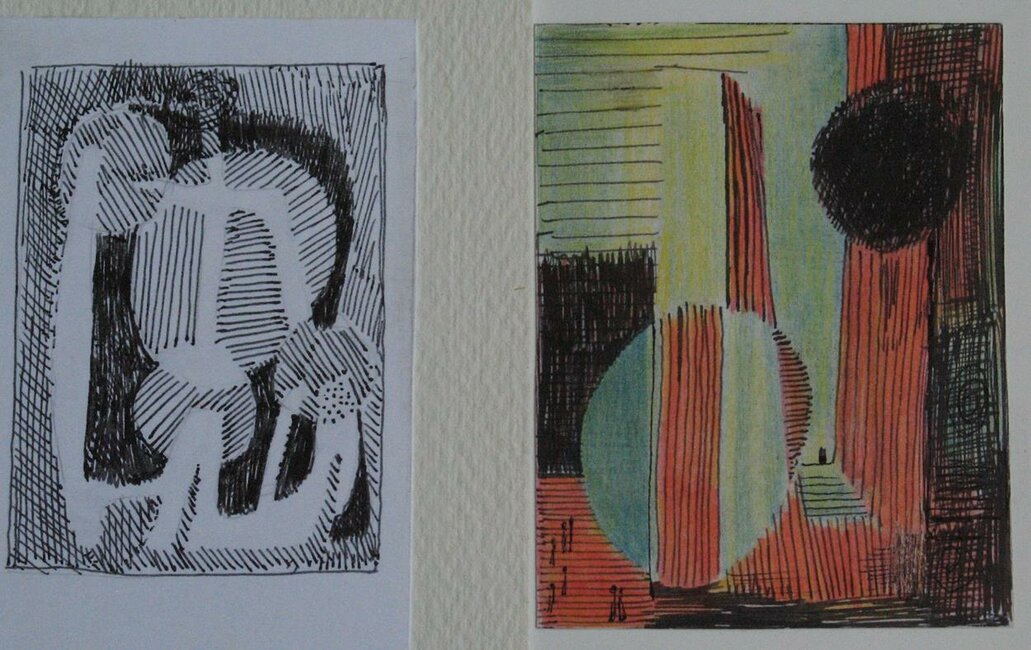 Feutre et pastel, 1980 environ 