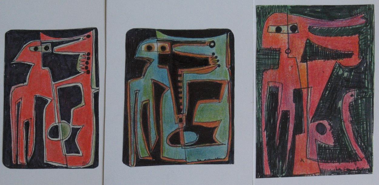 Pastel et stylo feutre, 1980 environ