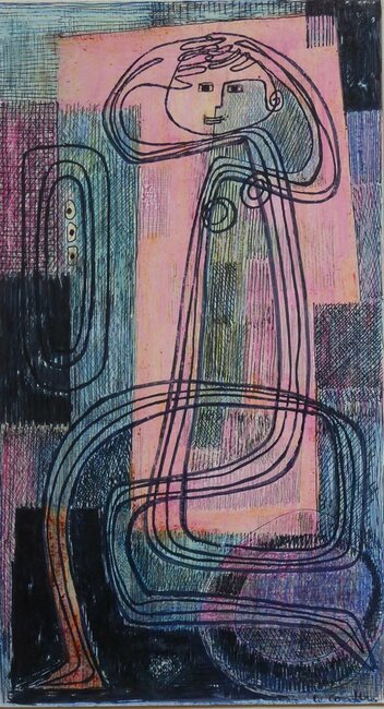 Pastel, stylo, 1970-75