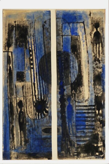 Diptyque bleu, 1980 environ 