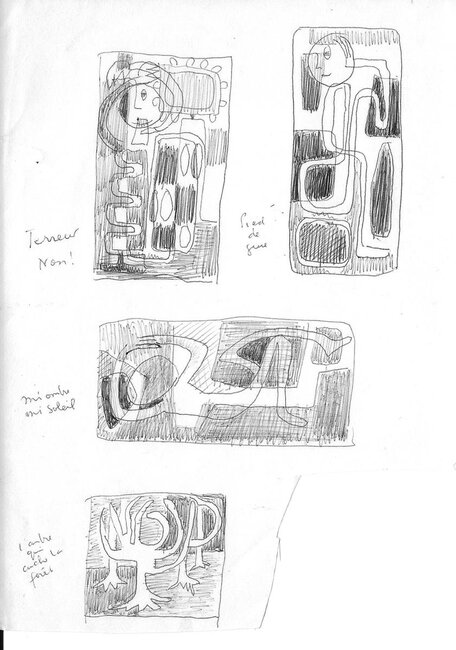 Divers dessins dont "Pied de Grue" 1972