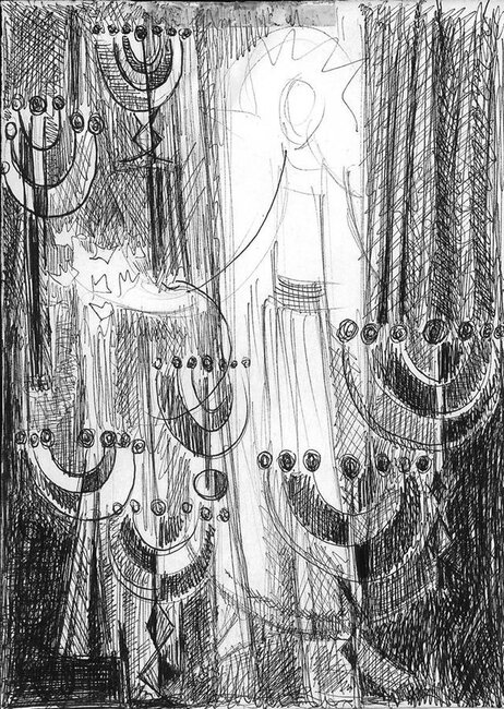 Les sept chandeliers, travail préparatoire