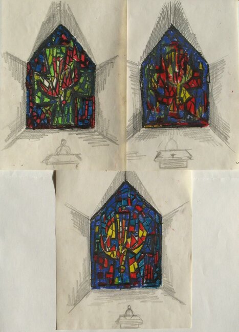 Projet de vitrail pour St Joseph de la Demi-Lune, 1971
