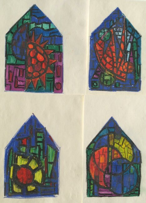 Projet de vitrail pour St Joseph de la Demi-Lune, 1971 