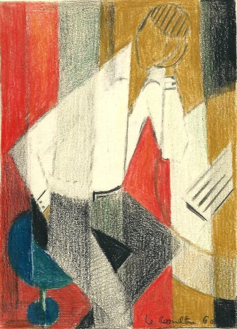 Jeune homme accoudé à table, 1960