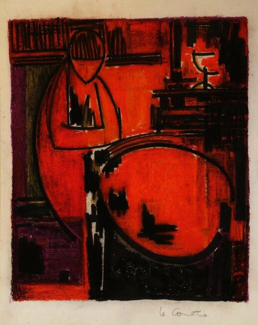 Femme assise bras croisés, préparation, 1968 env.