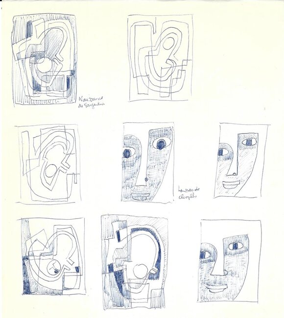 Naissance de Gargantua et Cléopâtre, études préparatoires, 1971