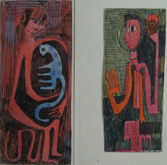 Pastel, stylo, 1980 environ 