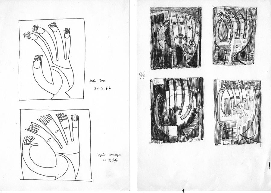 Main, pastel et petites études, 1976 *
